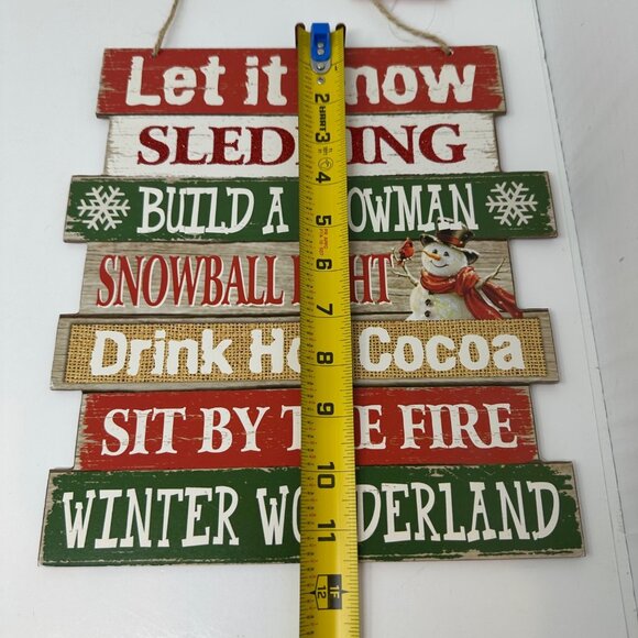 Rustic Christmas House Let It Snow Wooden Hanging Sign Winter Wonderland Decor - Picture 4 of 8